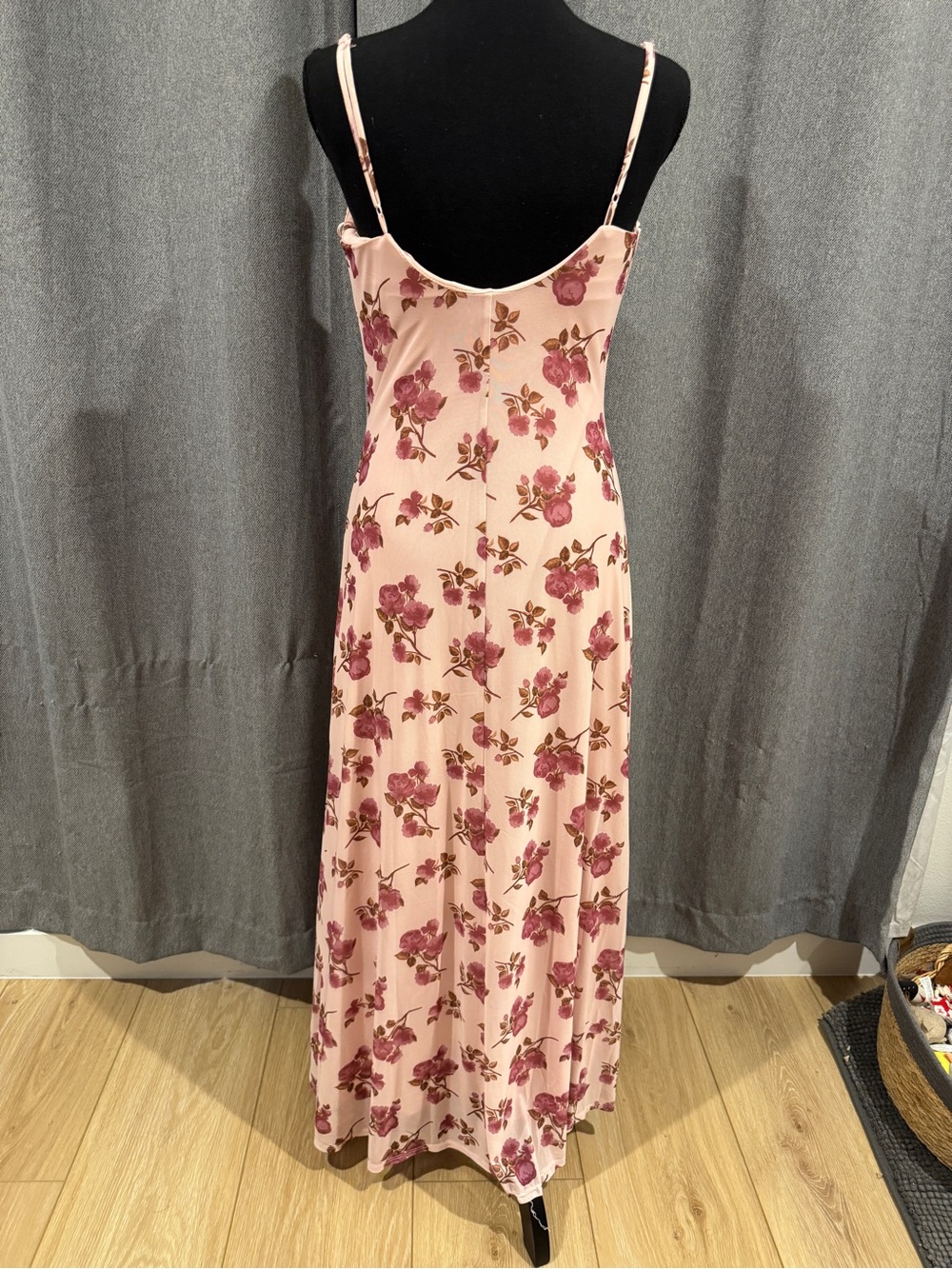 Francesca’s Pink Floral Slip Dress with Rose Print - Picture 3 of 5